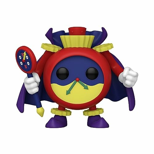 Colorful Funko Pop figure resembling a clock character with a cape and scepter