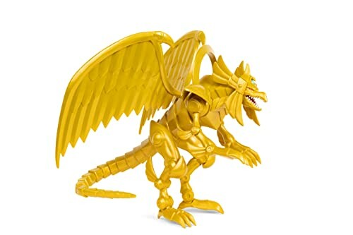 Golden dragon toy with wings and articulated limbs