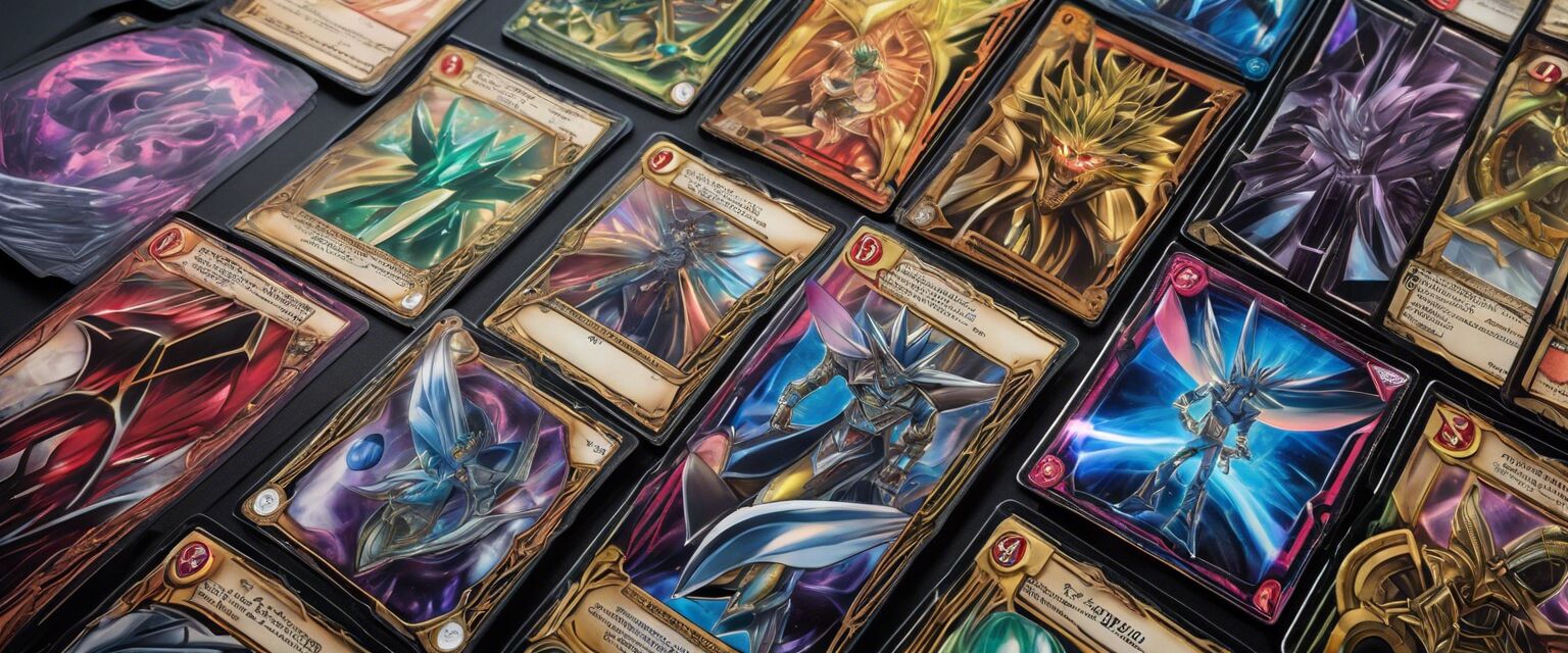 Close-up of rare Yu-Gi-Oh! cards