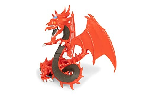 Red dragon toy with wings and spikes