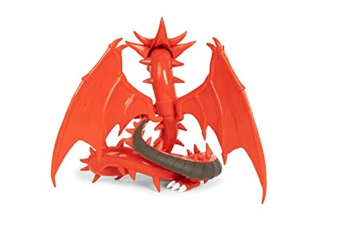 Red dragon toy with wings and spikes