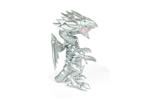 Silver dragon figurine with sharp scales and open mouth