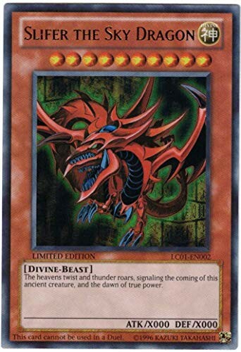 Yu-Gi-Oh card featuring Slifer the Sky Dragon, a divine beast.