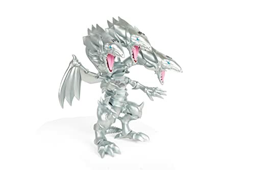 Three-headed dragon toy figure with silver body.