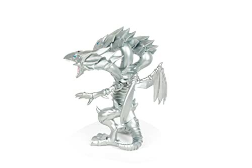 Silver three-headed dragon figurine on a white background