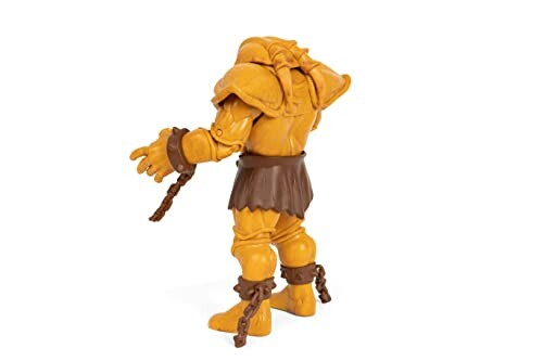 Back view of a vintage action figure with brown armor and chains