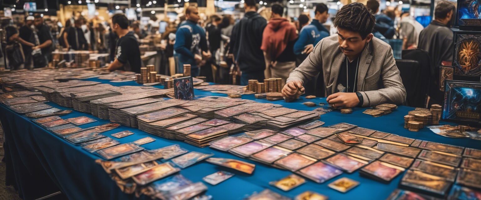 Yu-Gi-Oh! cards for sale at a market